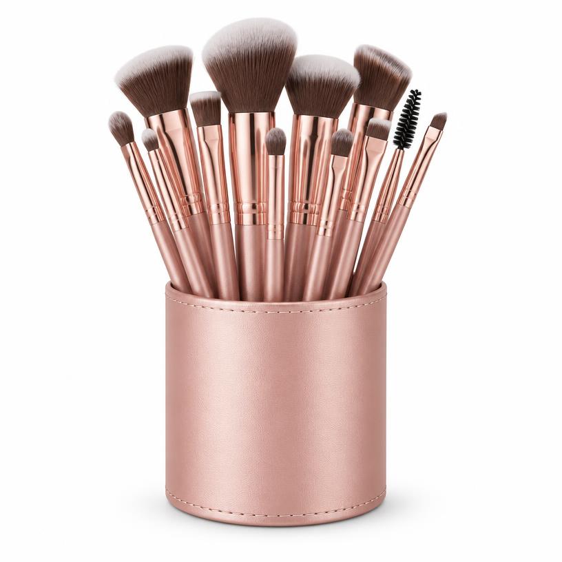 Kit 12 Pincéis de Maquiagem Rose